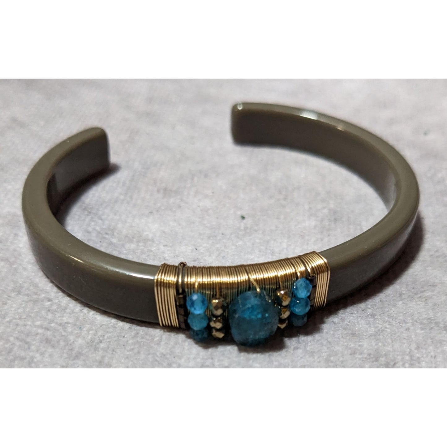 Zag Studious Grey And Gold Blue Gemmed Cuff Bracelet