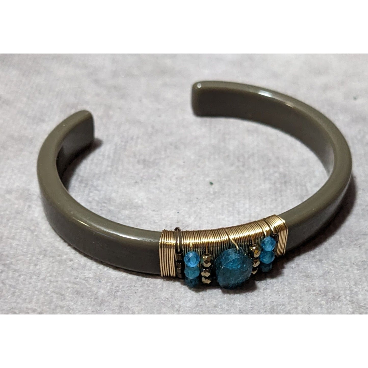 Zag Studious Grey And Gold Blue Gemmed Cuff Bracelet