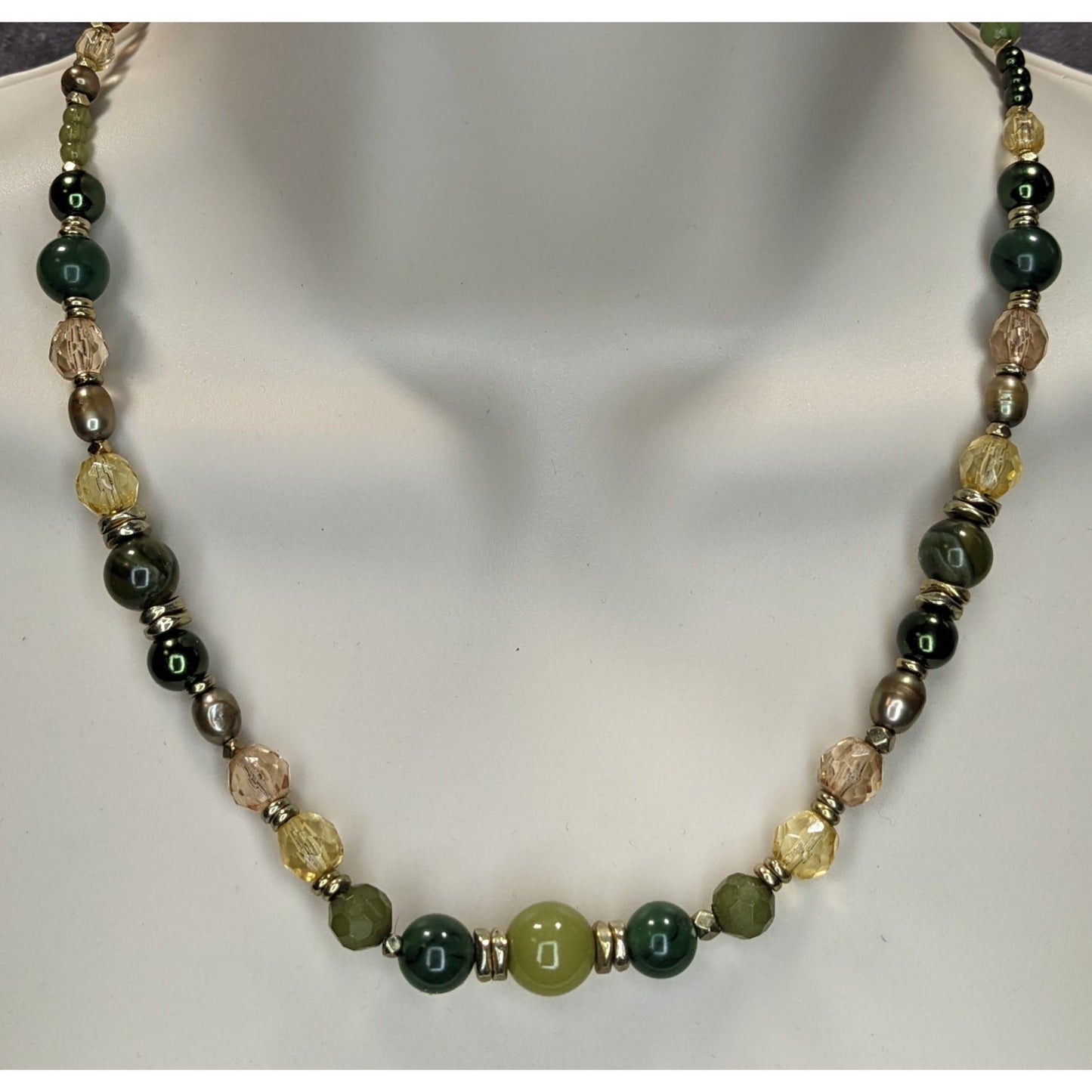 Handmade Earth-Tone Hippie Bohemian Beaded Necklace With Toggle Clasp