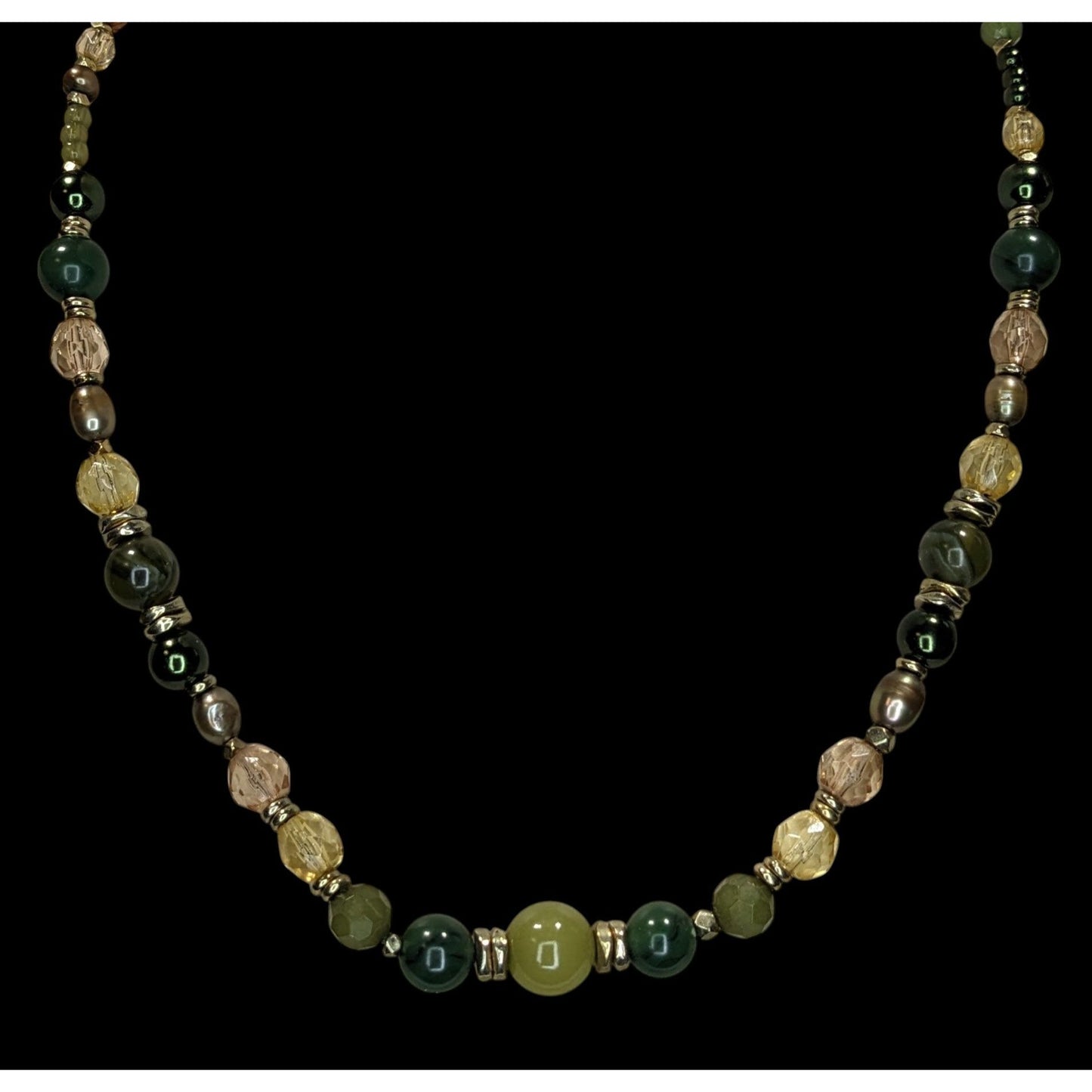 Handmade Earth-Tone Hippie Bohemian Beaded Necklace With Toggle Clasp