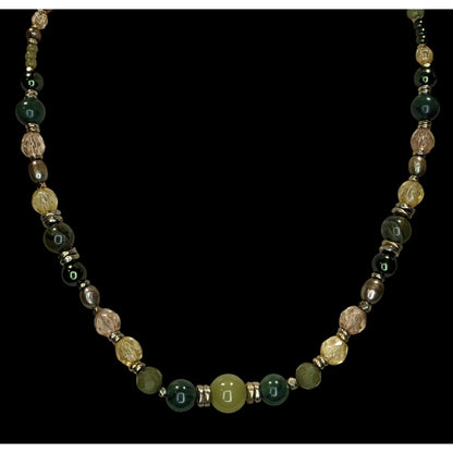 Handmade Earth-Tone Hippie Bohemian Beaded Necklace With Toggle Clasp