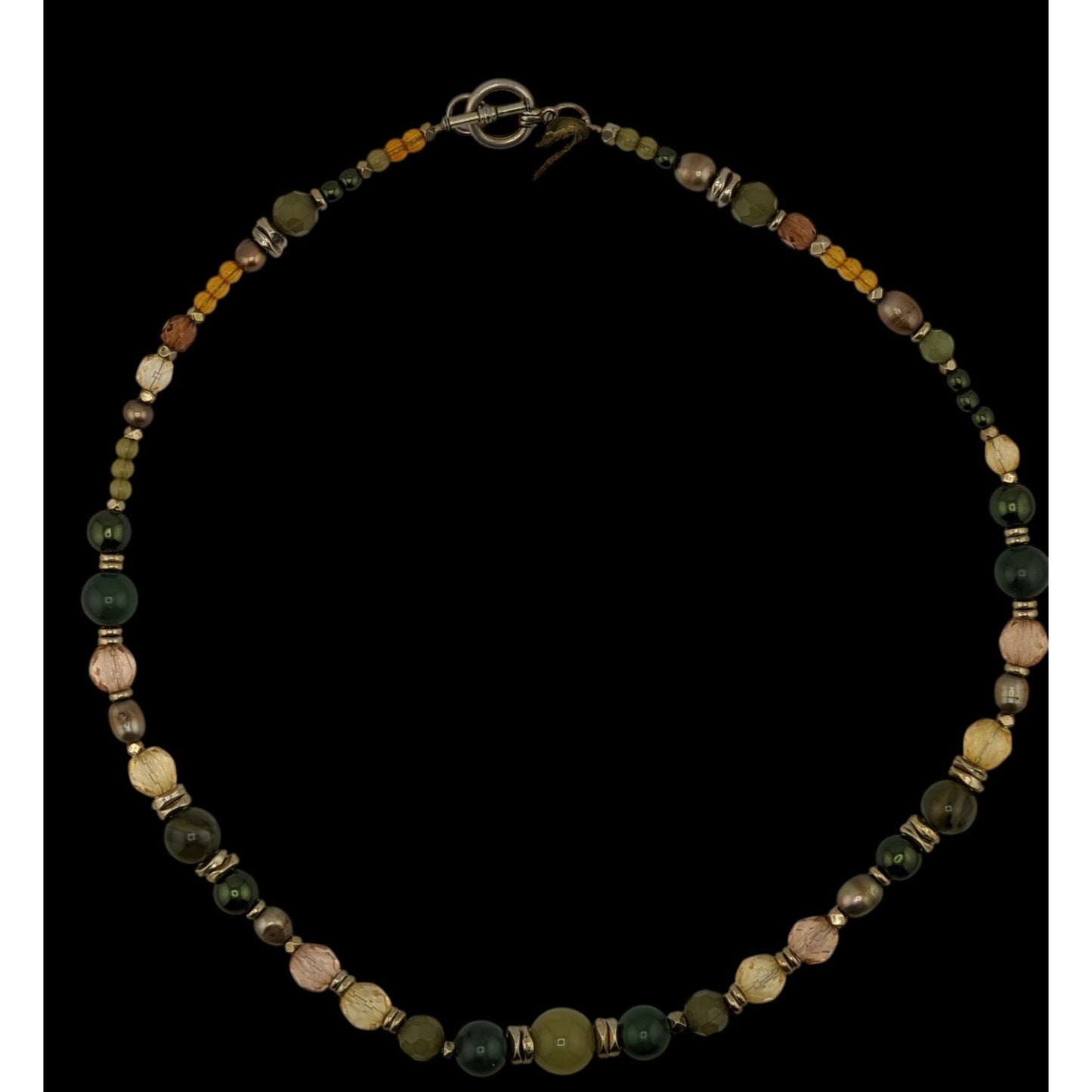 Handmade Earth-Tone Hippie Bohemian Beaded Necklace With Toggle Clasp