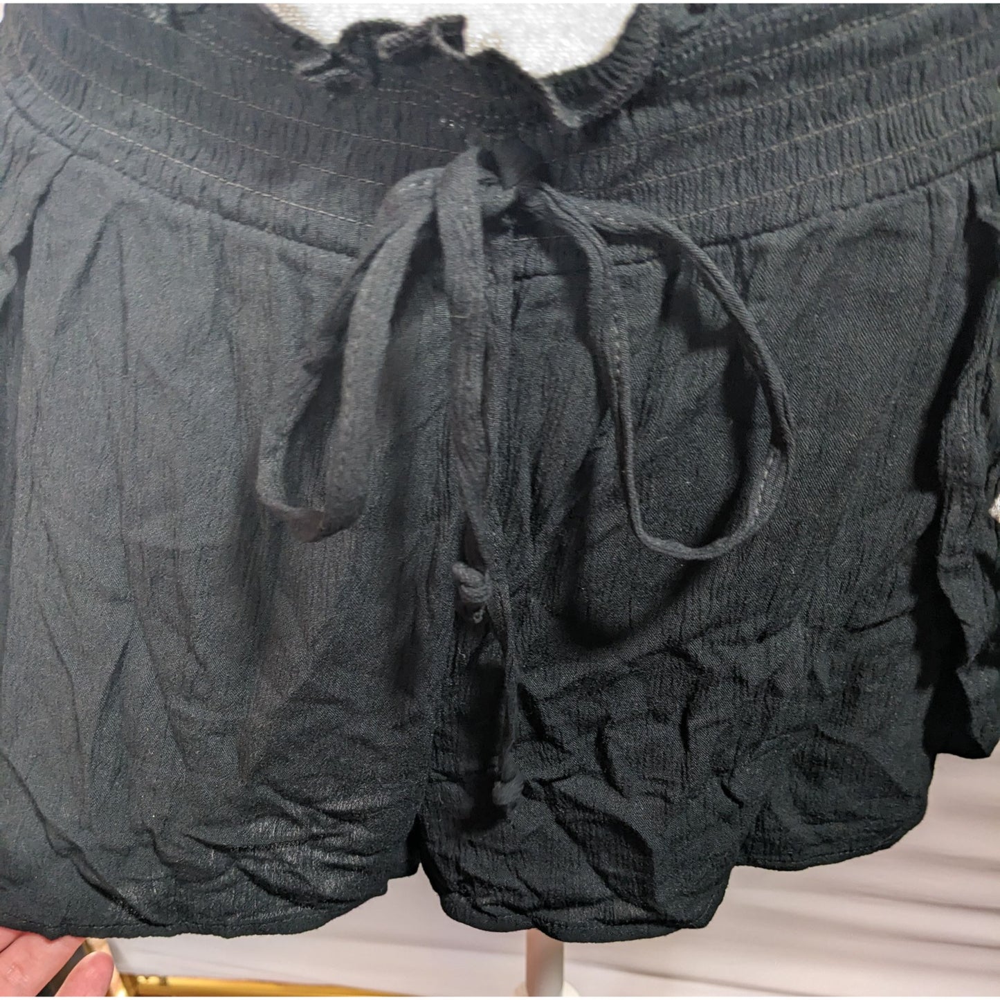 Kendall & Kylie Black Shorts With Gold Floral Embroidery