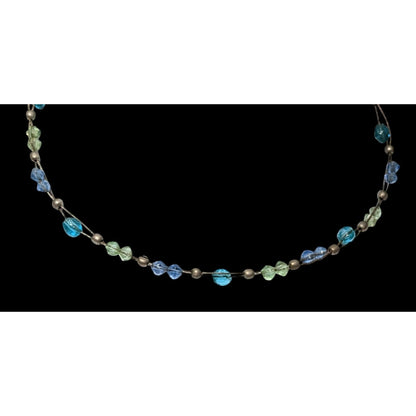 Express Blue And Silver Tone Beaded Casual Necklace