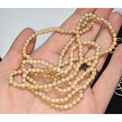 Cream Stone Beaded Necklace Long Minimalist Neutral Boho Layering Jewelry