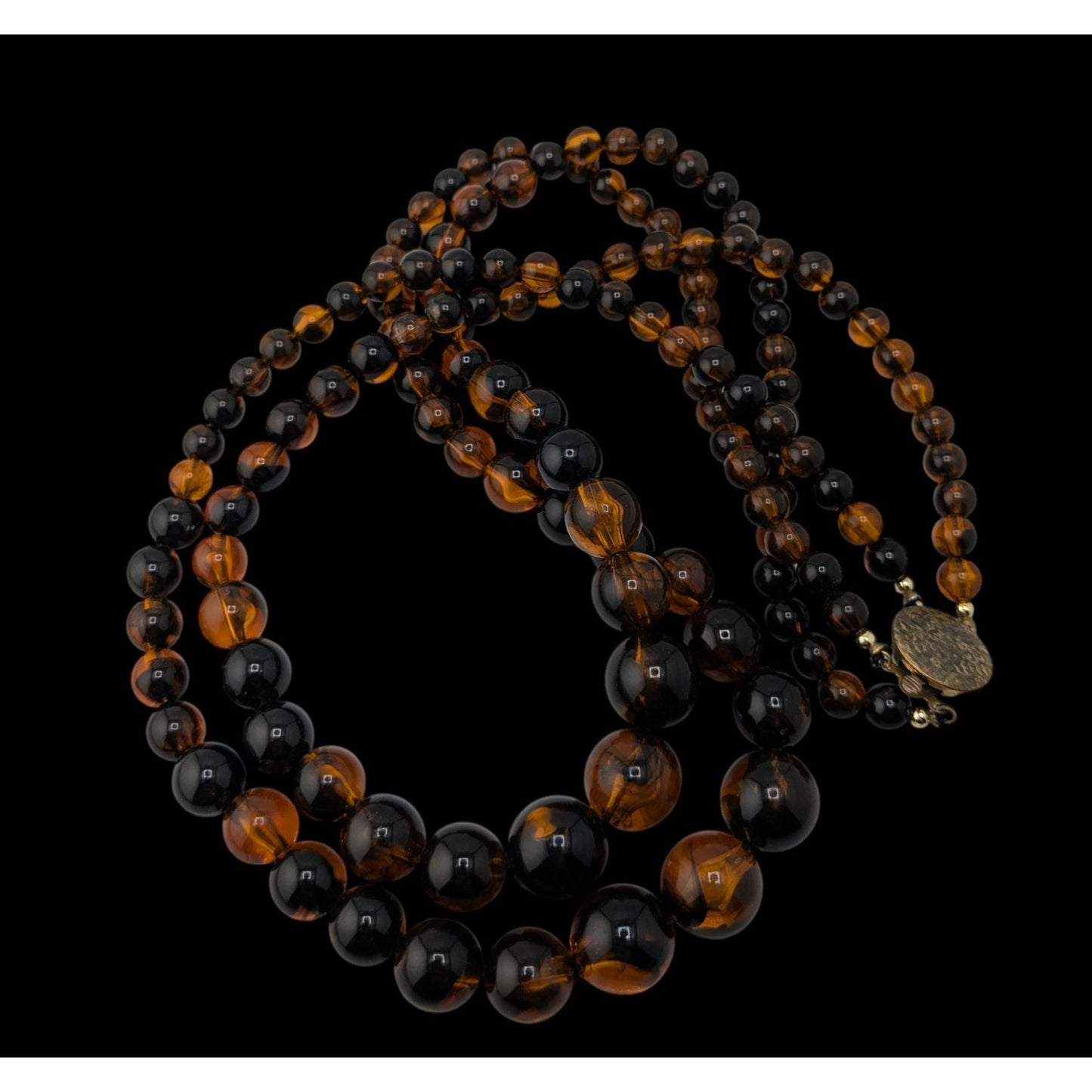 Vintage Double Strand Amber Lucite Necklace