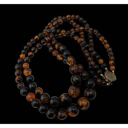 Vintage Double Strand Amber Lucite Necklace