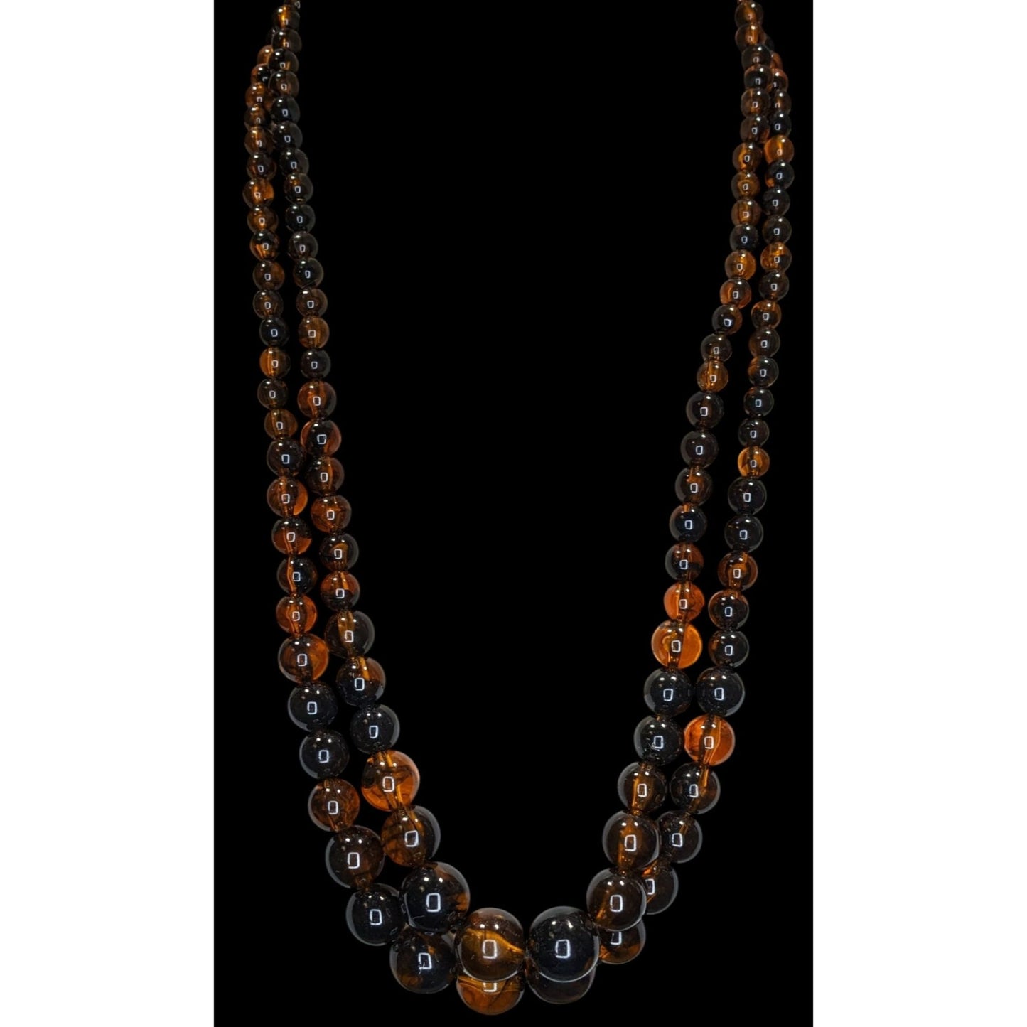 Vintage Double Strand Amber Lucite Necklace