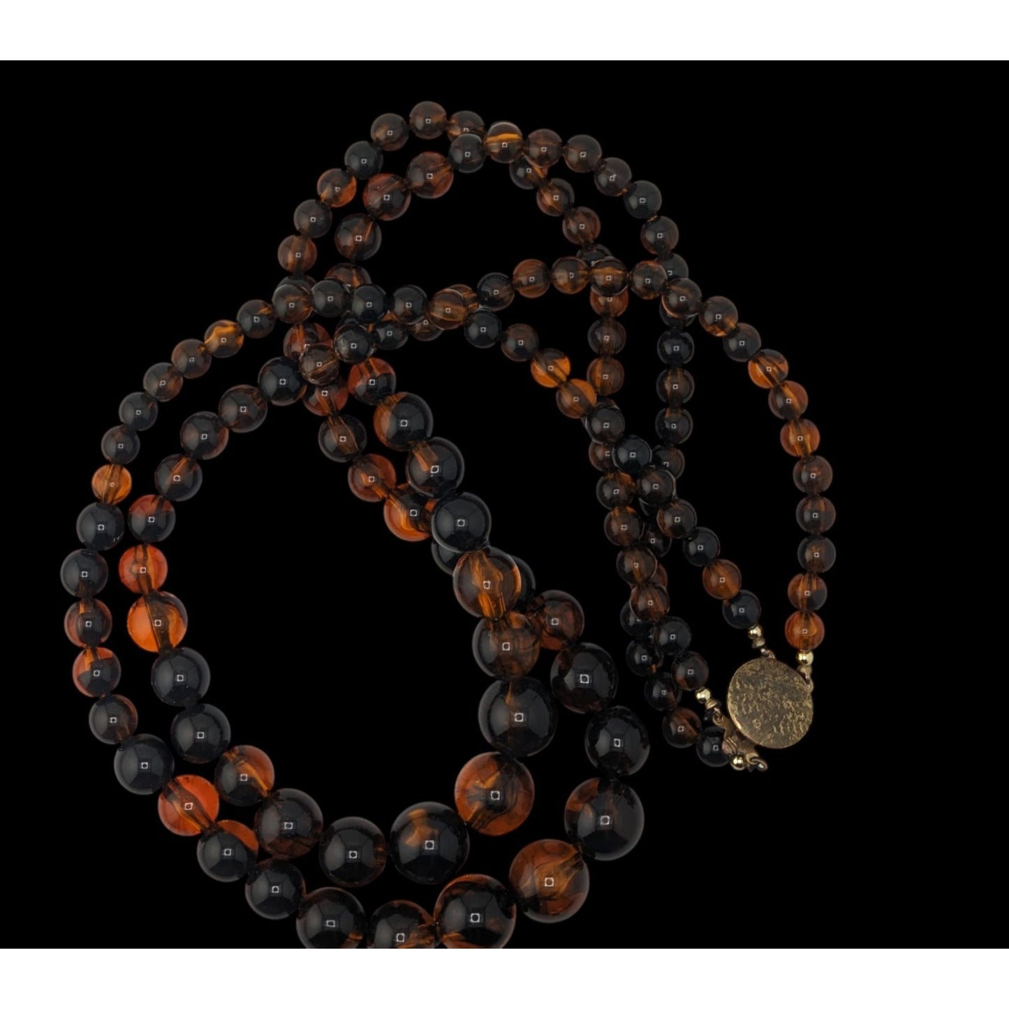 Vintage Double Strand Amber Lucite Necklace