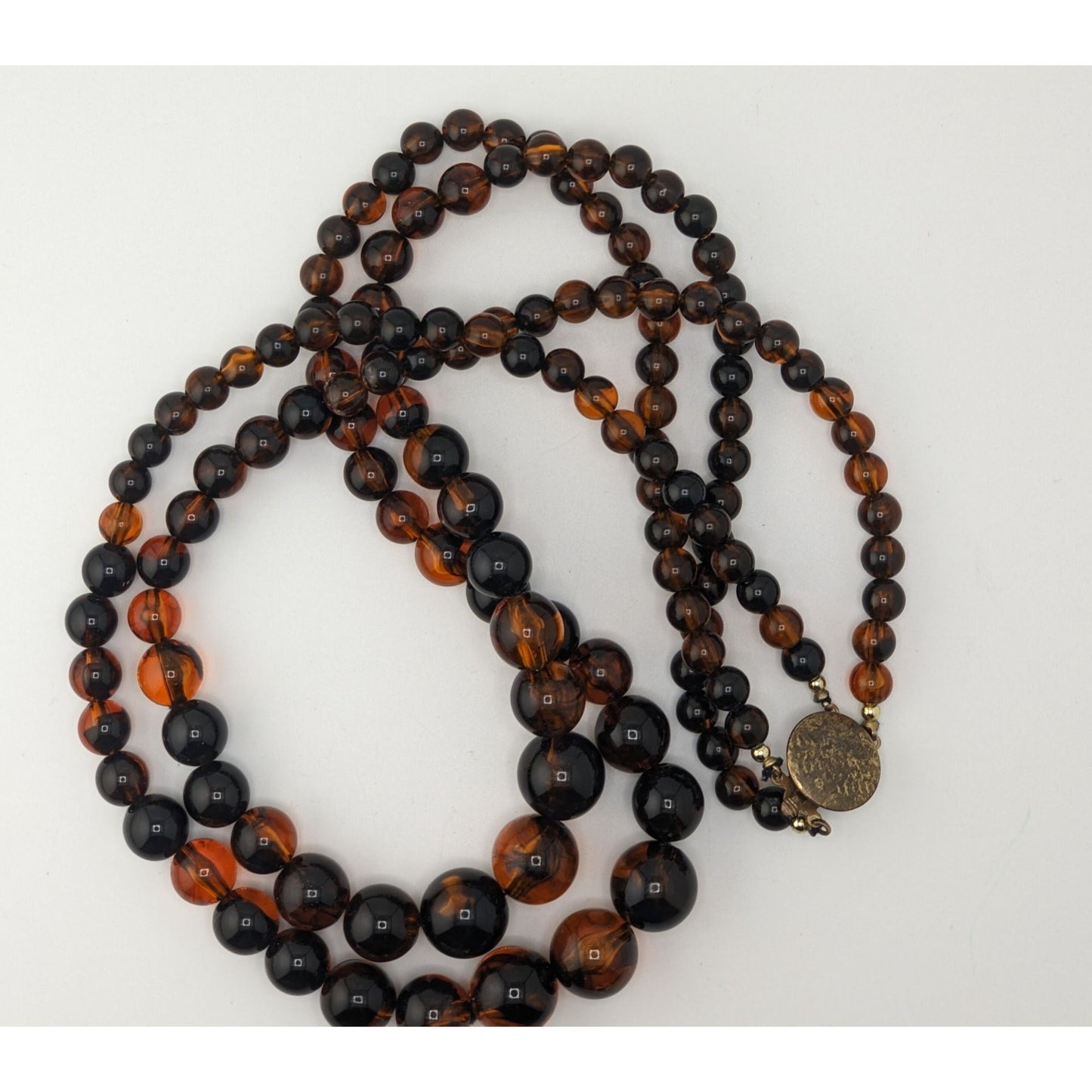 Vintage Double Strand Amber Lucite Necklace