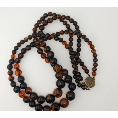 Vintage Double Strand Amber Lucite Necklace