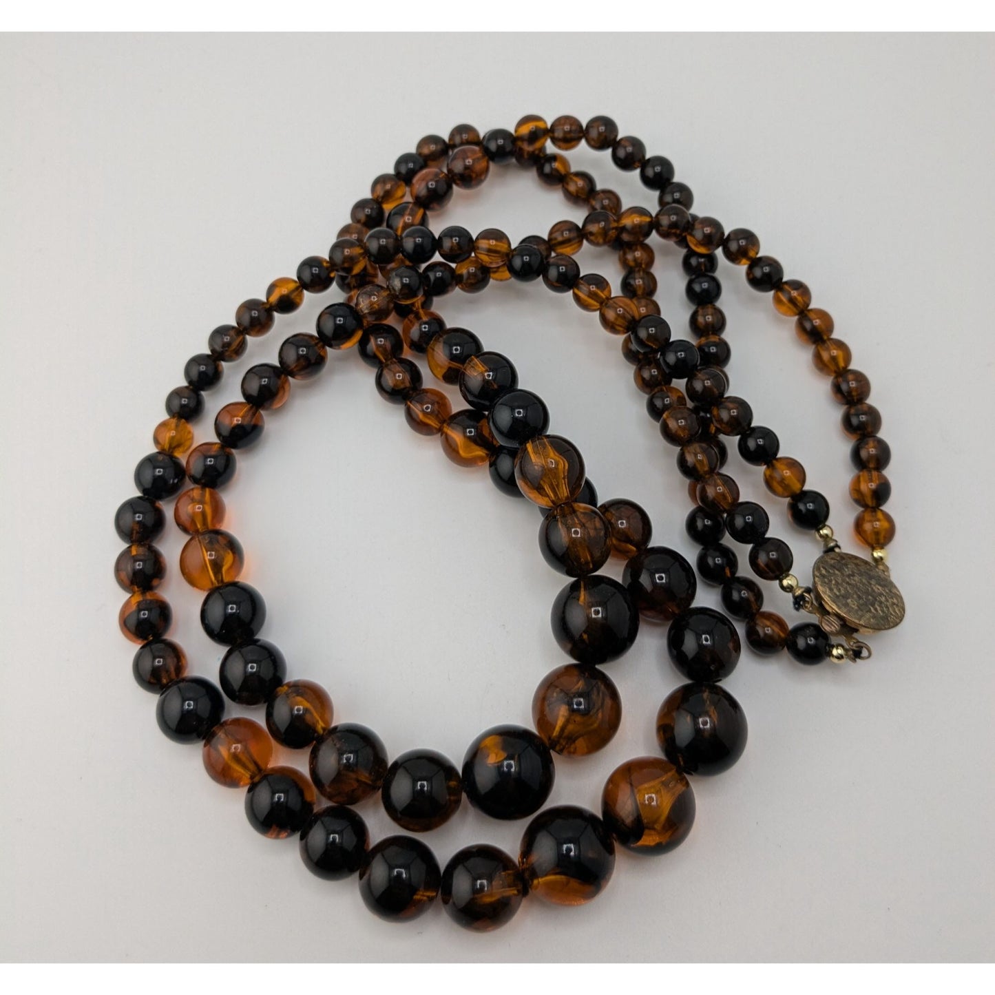 Vintage Double Strand Amber Lucite Necklace