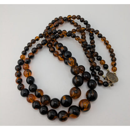 Vintage Double Strand Amber Lucite Necklace