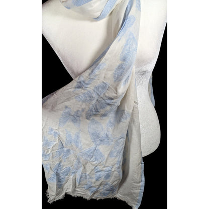 Pam's Pashminas & Exotic Scarves Fairycore Blue And White Butterfly Cotton Scarf