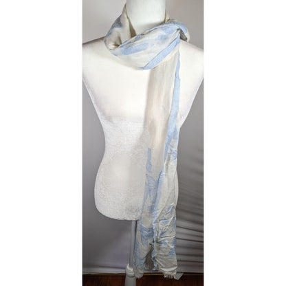 Pam's Pashminas & Exotic Scarves Fairycore Blue And White Butterfly Cotton Scarf