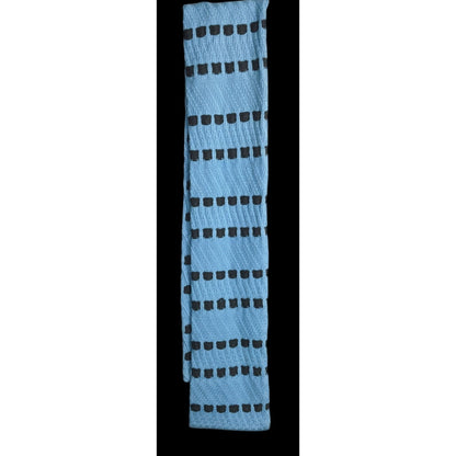 St. John Sport By Marie Gray Blue Knit Scarf With Black Square Pattern 59x6 Inches