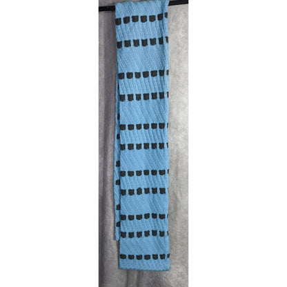 St. John Sport By Marie Gray Blue Knit Scarf With Black Square Pattern 59x6 Inches