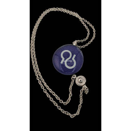 Handmade Glass Cabochon Pendant Necklace With Purple Design