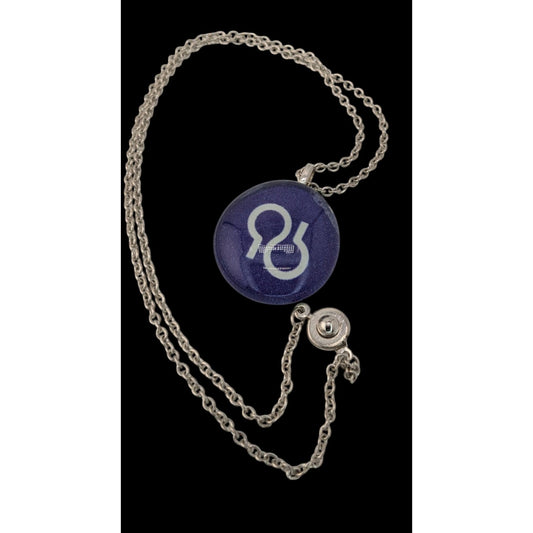 Handmade Glass Cabochon Pendant Necklace With Purple Design