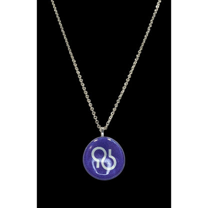 Handmade Glass Cabochon Pendant Necklace With Purple Design
