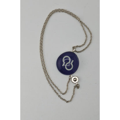 Handmade Glass Cabochon Pendant Necklace With Purple Design