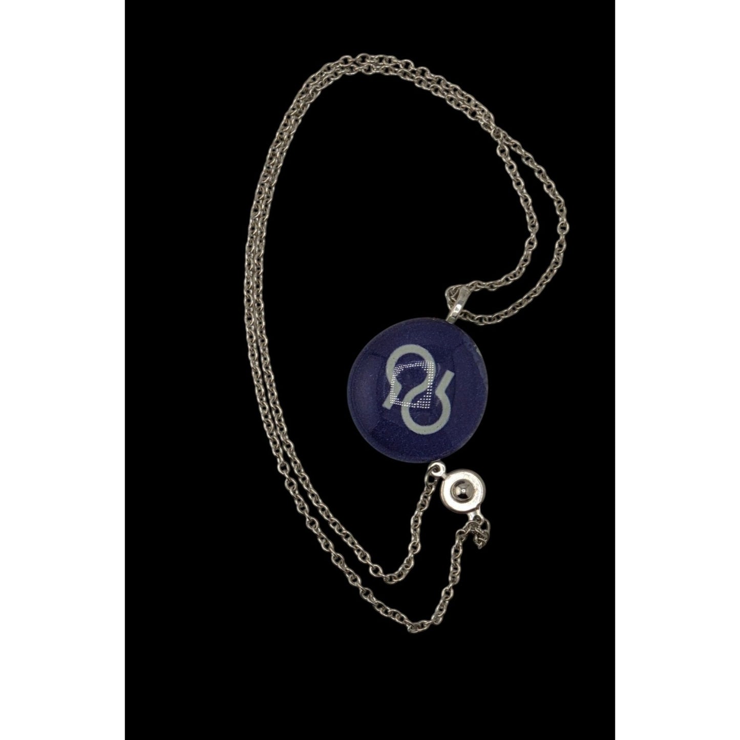 Handmade Glass Cabochon Pendant Necklace With Purple Design