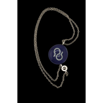 Handmade Glass Cabochon Pendant Necklace With Purple Design