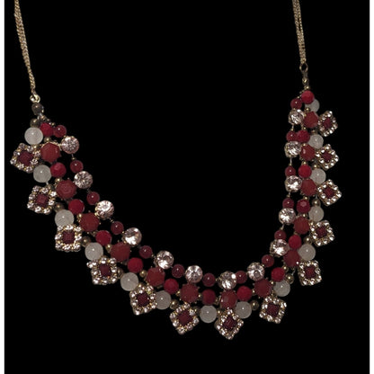 Elegant Glam Red And silver Rhinestone Statement Necklace