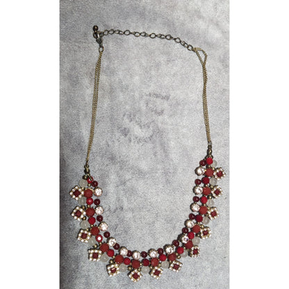 Elegant Glam Red And silver Rhinestone Statement Necklace