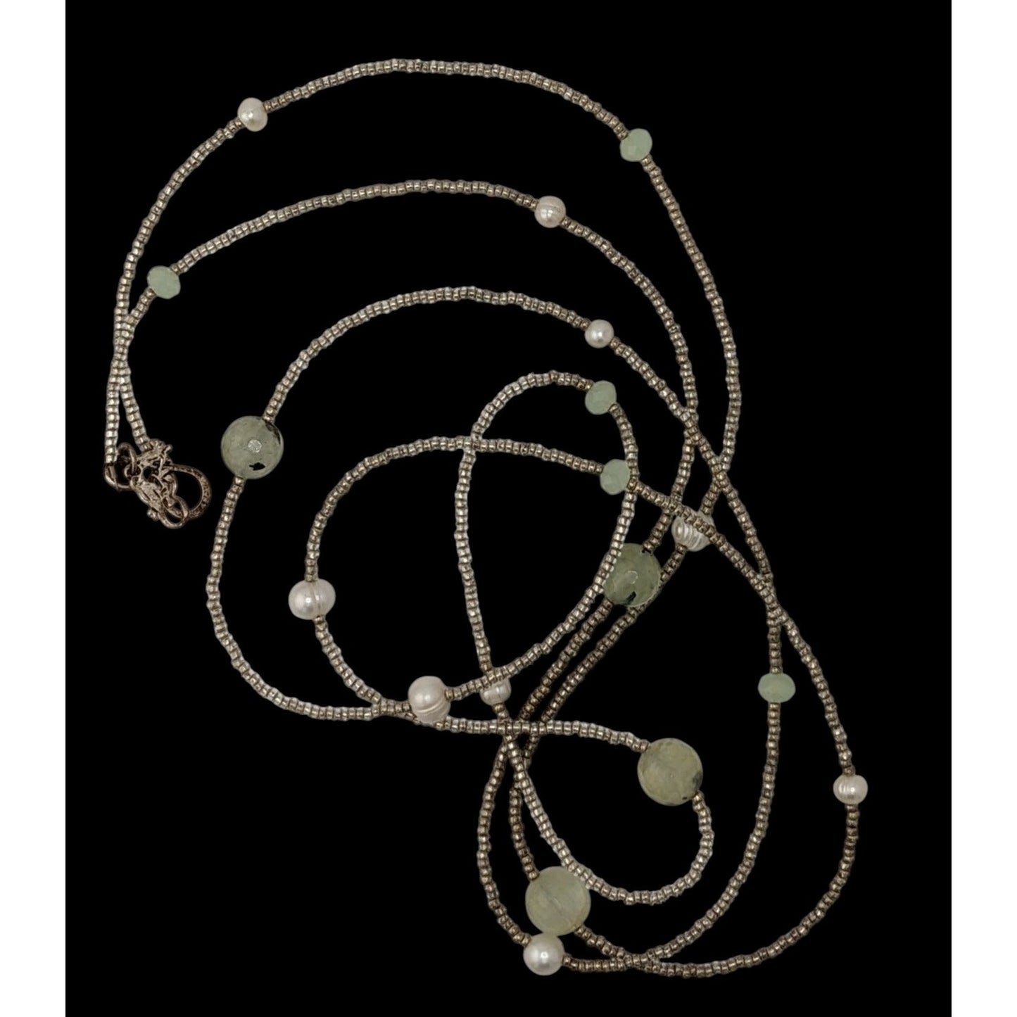 Ali & Bird Long Necklace With Tourmaline Glass & Pearls