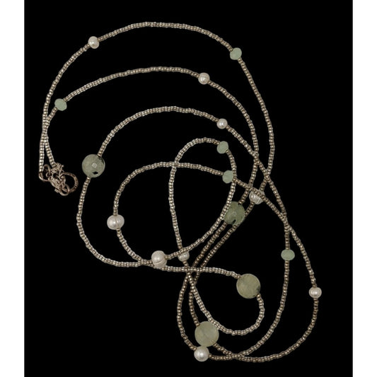 Ali & Bird Long Necklace With Tourmaline Glass & Pearls