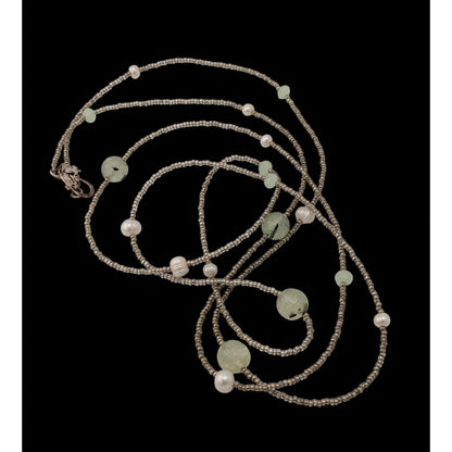Ali & Bird Long Necklace With Tourmaline Glass & Pearls
