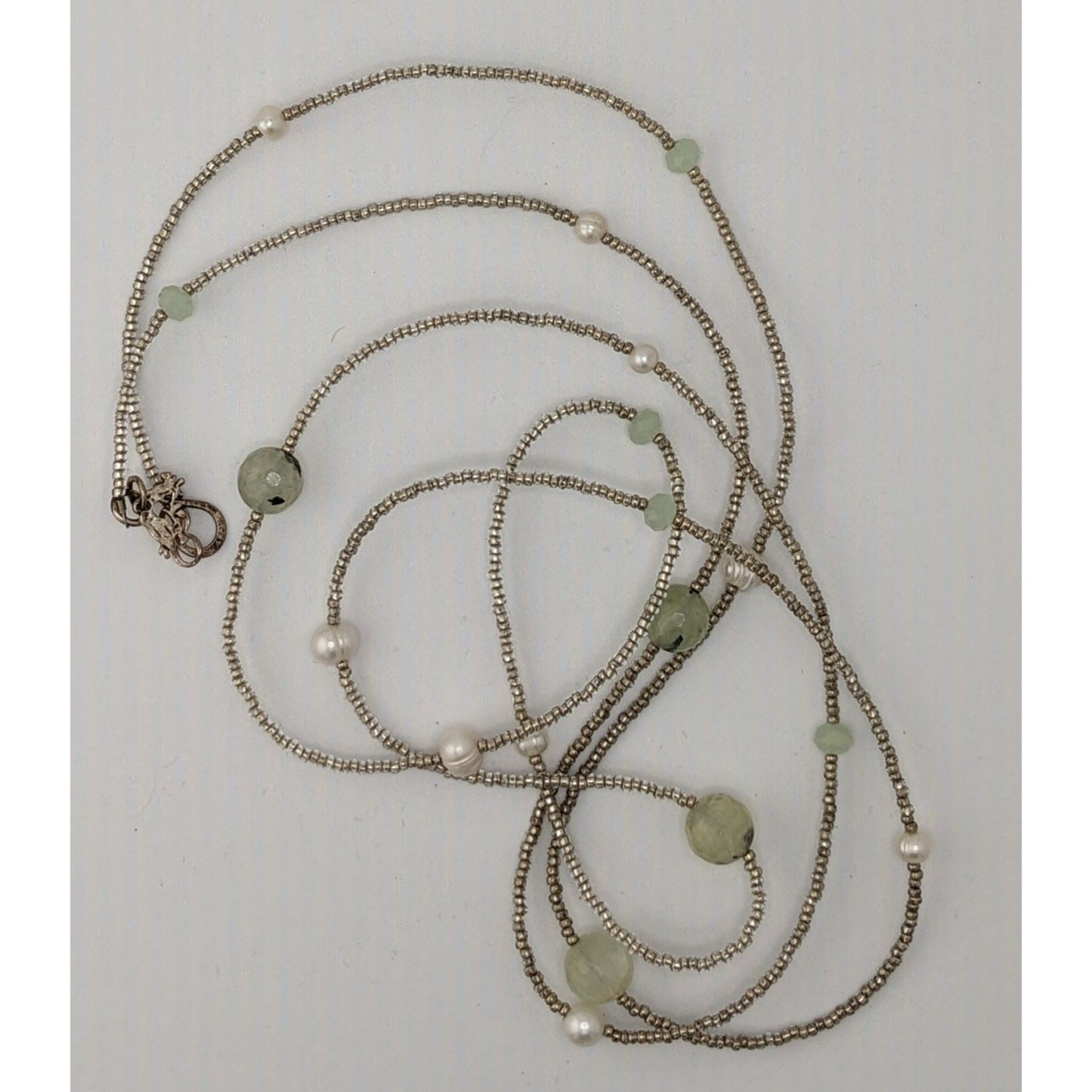 Ali & Bird Long Necklace With Tourmaline Glass & Pearls