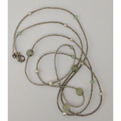 Ali & Bird Long Necklace With Tourmaline Glass & Pearls