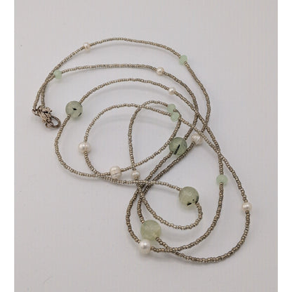 Ali & Bird Long Necklace With Tourmaline Glass & Pearls