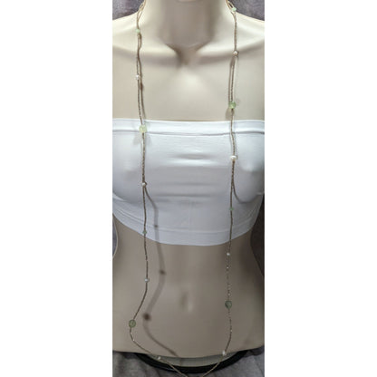 Ali & Bird Long Necklace With Tourmaline Glass & Pearls