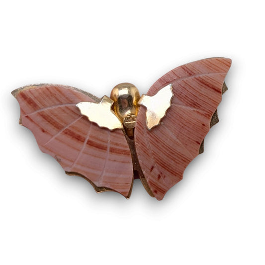Vintage Fairycore Butterfly Engraved Shell Brooch
