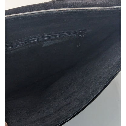Vintage 80s Black Eel Skin Shoulder Bag With Gold Accents Magnetic Closure