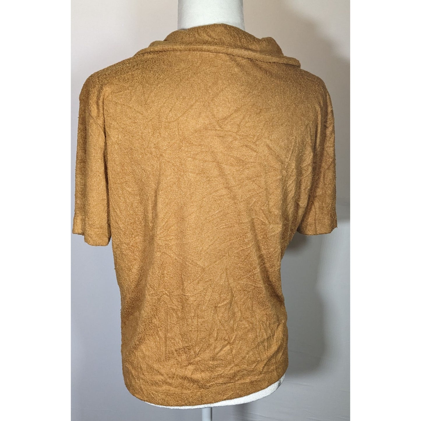 Double Zero Plush Brown Collared V-Neck Shirt