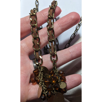 Retro Earthy Chain Charm Necklace