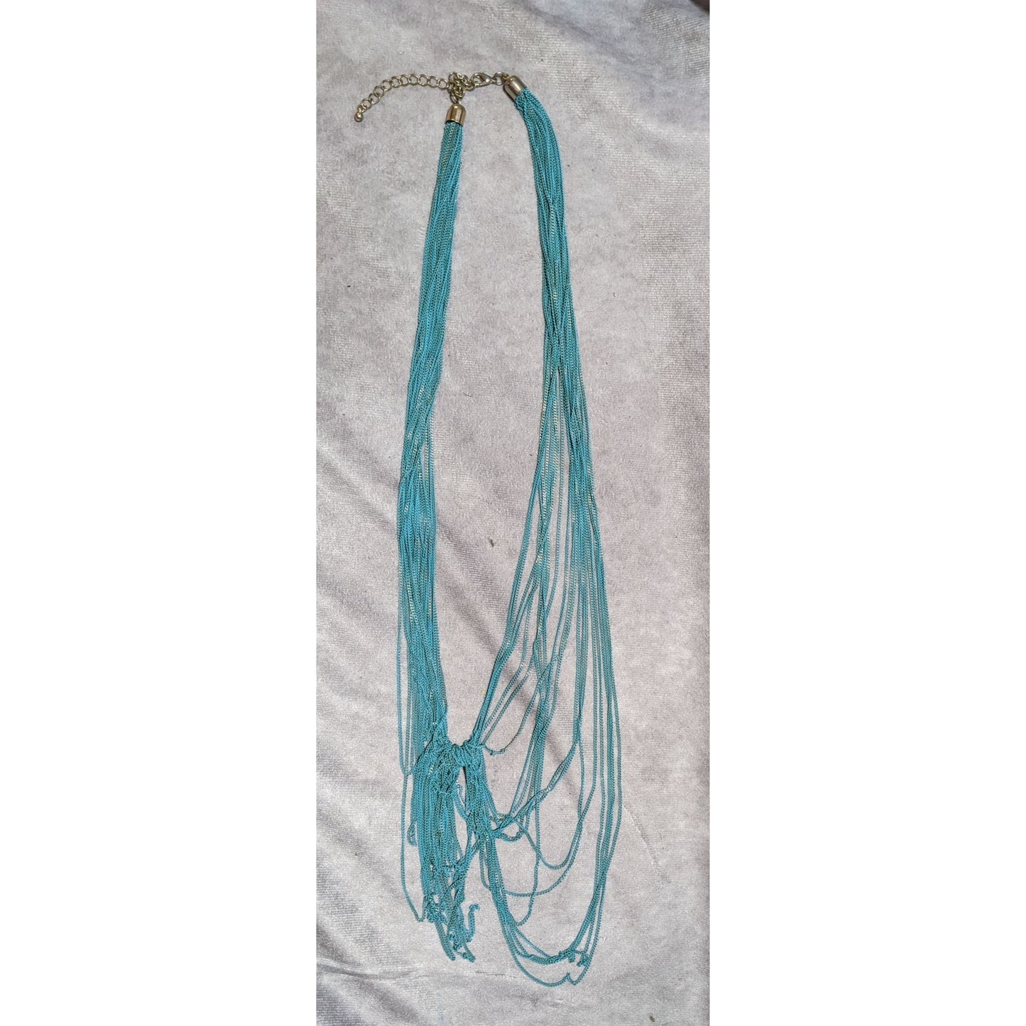 Abstract Blue Multilayer Chain Necklace