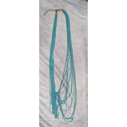 Abstract Blue Multilayer Chain Necklace