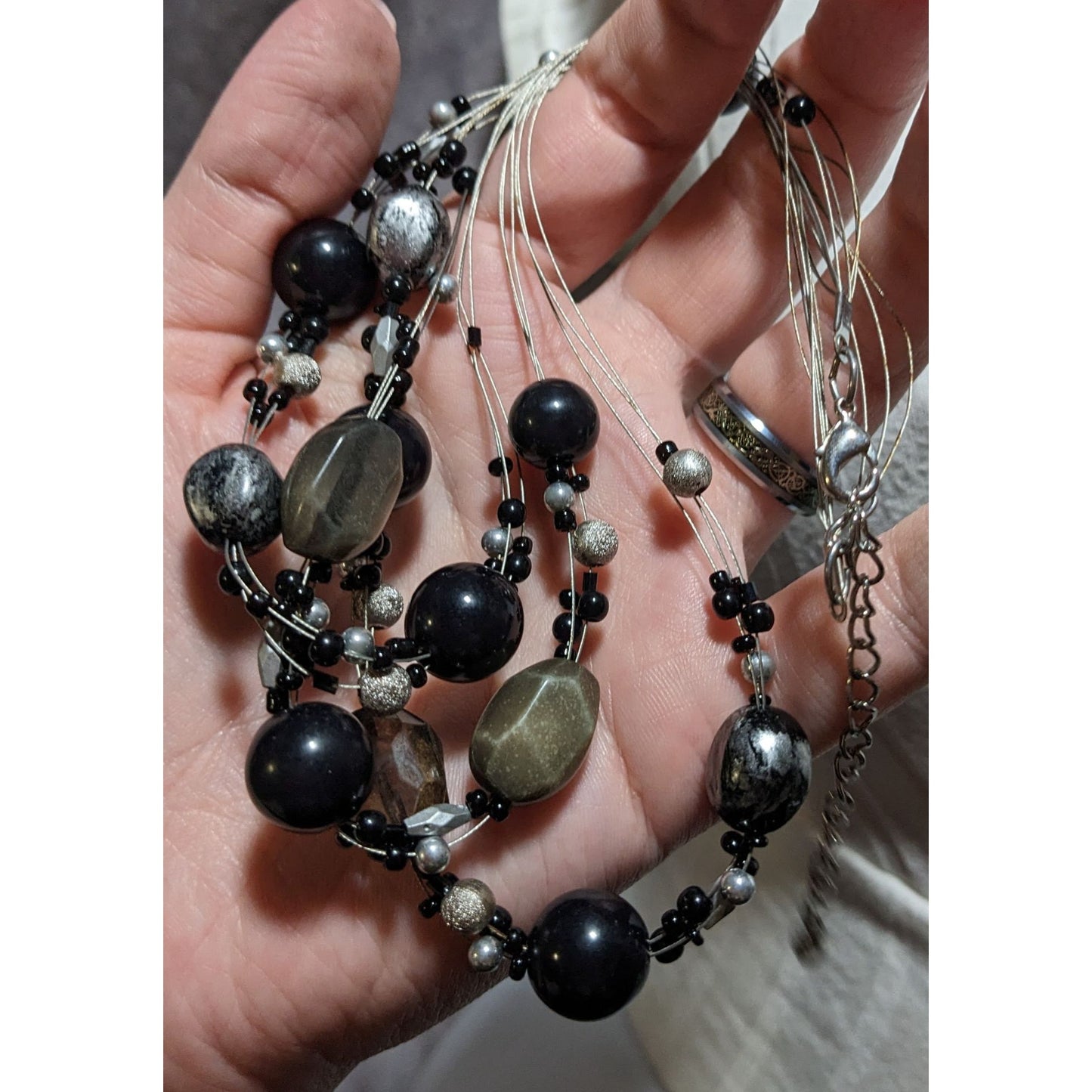 Gothic Beaded Floating Necklace