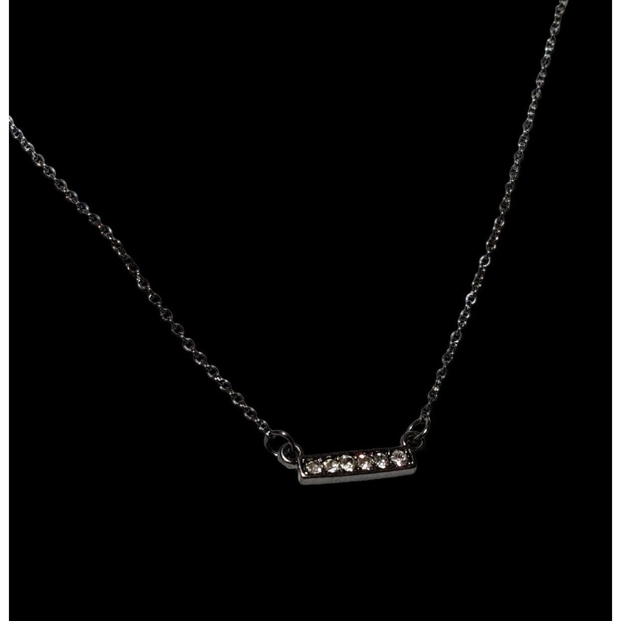 Minimalist Rhinestone Bar Pendant Necklace