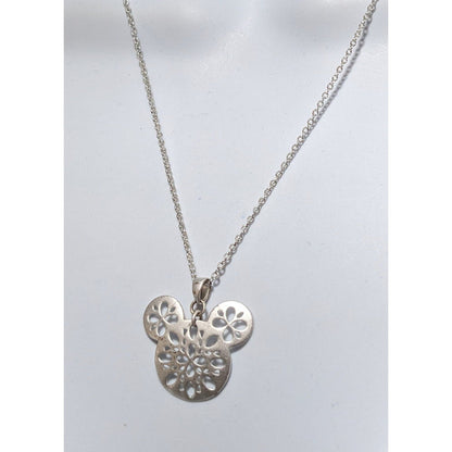 Disney Silver Snowflake Mickey Icon Necklace