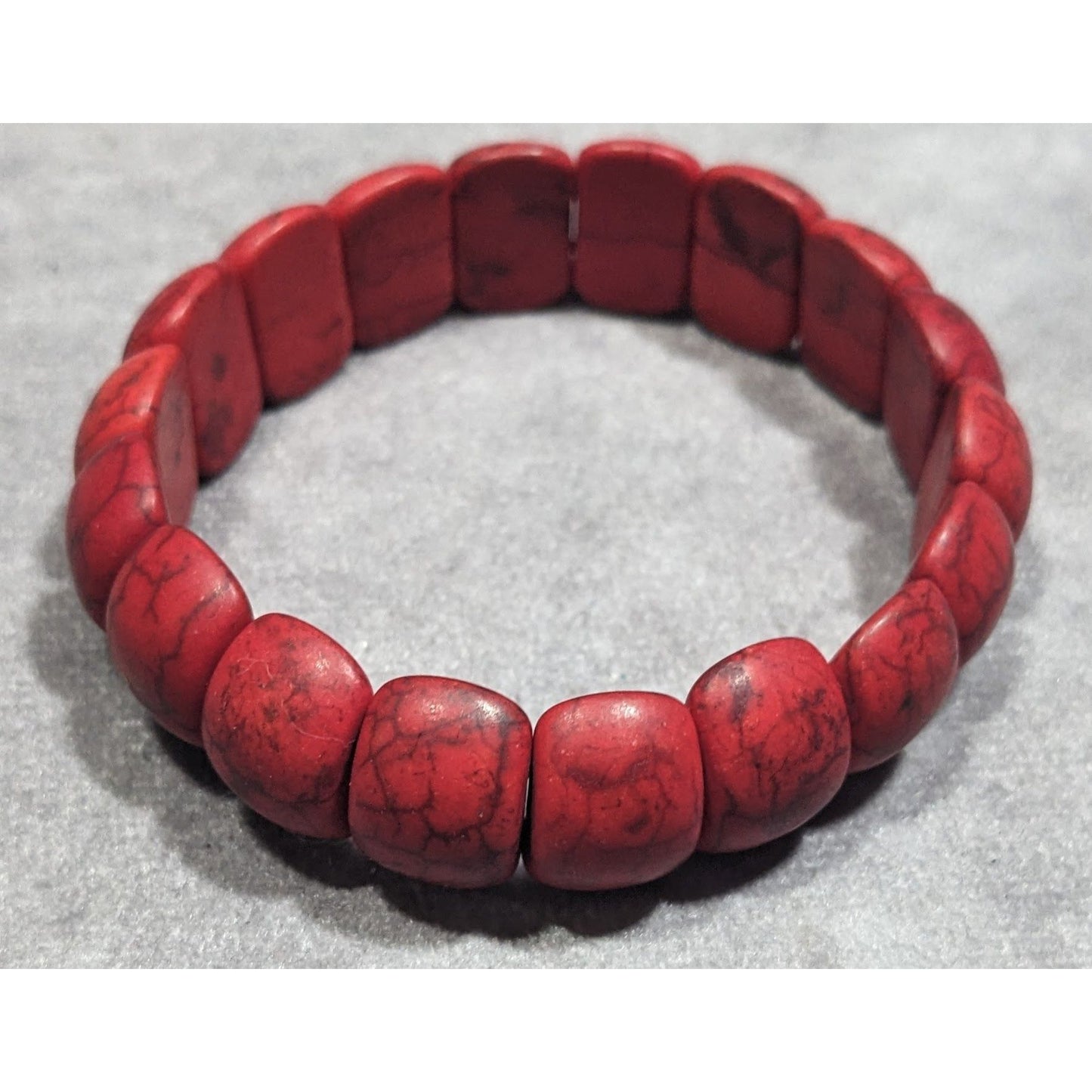 Bohemian Red Dyed Howlite Stone Beaded Stretch Bracelet