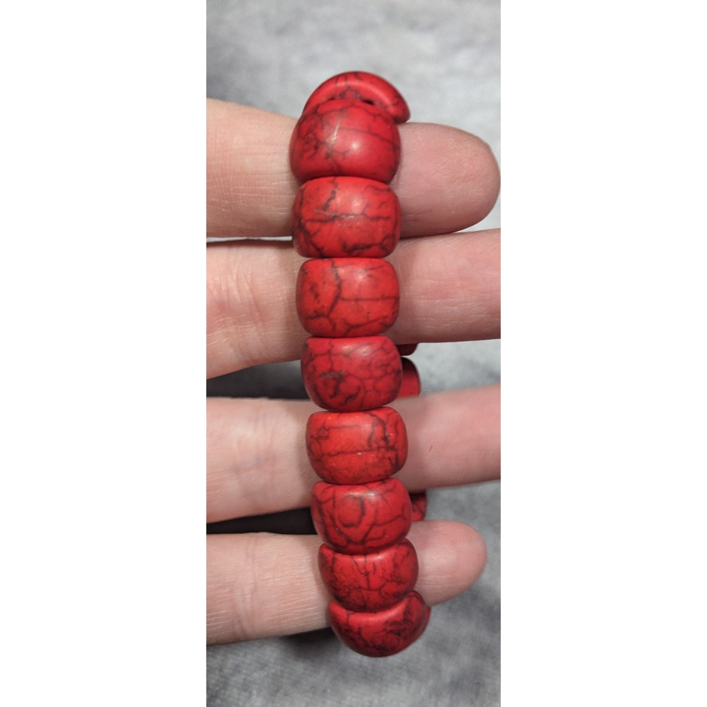 Bohemian Red Dyed Howlite Stone Beaded Stretch Bracelet