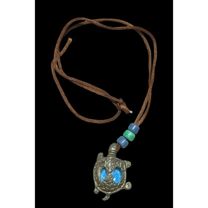 Blue Glass Turtle Necklace