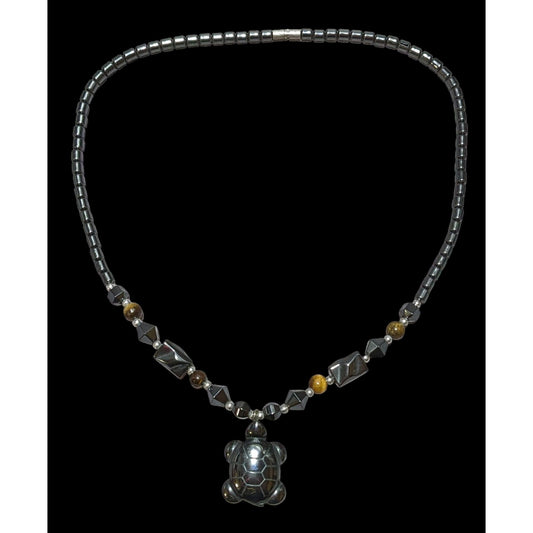 Hematite Turtle Necklace