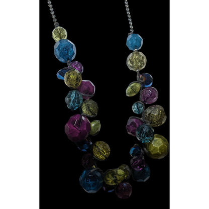 Chunky Cool Tone Rainbow Beaded Necklace